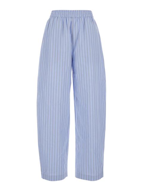 ROTATE Rotate Women Light Blue Pants Witth Striped Design And Elastic Waist In Cotton Poplin Woman