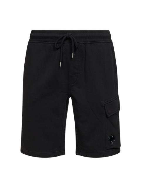 C.P. Company Black diagonal cotton fleece cargo sweatshorts