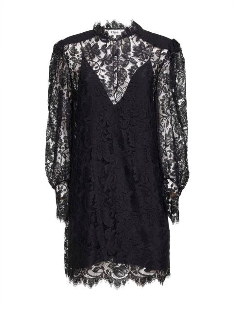 Chloé Chloé Women Black Lace Long-Sleeved Mini Dress