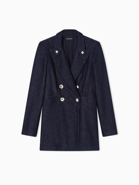 EMPORIO ARMANI DOUBLE-BREASTED BLAZER IN 11 OZ DENIM