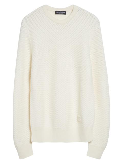 Dolce & Gabbana Dolce&Gabbana Virgin Wool Waffle Knit Sweater in W4335 Bianco Brillante at Nordstrom