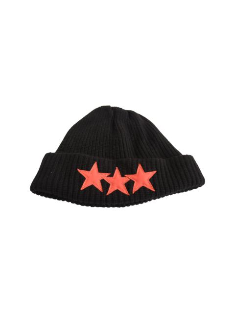 Chrome Hearts Chrome Hearts Cashmere Beanie with Orange Leather Triple Star Patches Black