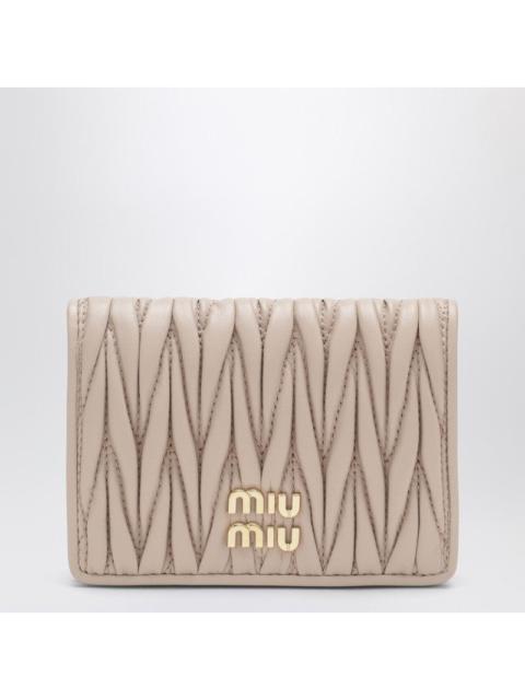 Miu Miu Miu Miu Compact Wallet In Powder-Pink Quilted Nappa Women