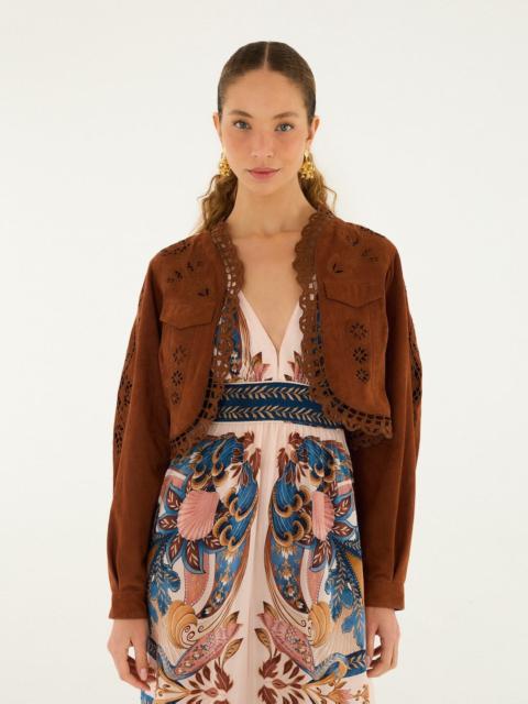FARM RIO Caramel Richelieu Cropped Leather Jacket