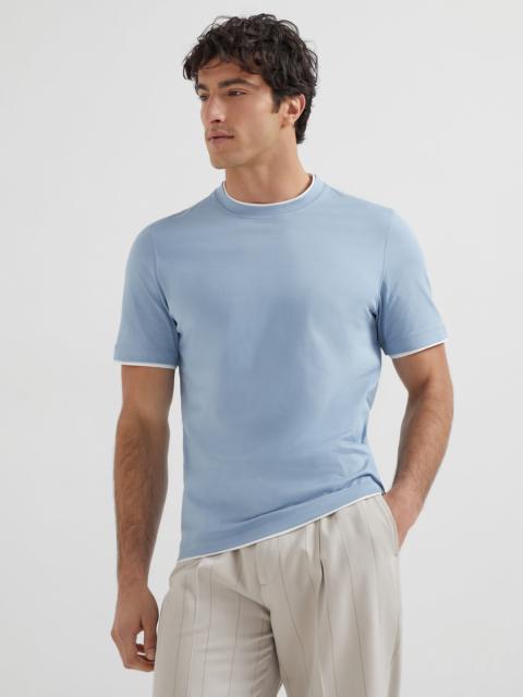 Brunello Cucinelli Cotton jersey crew neck T-shirt with faux-layering