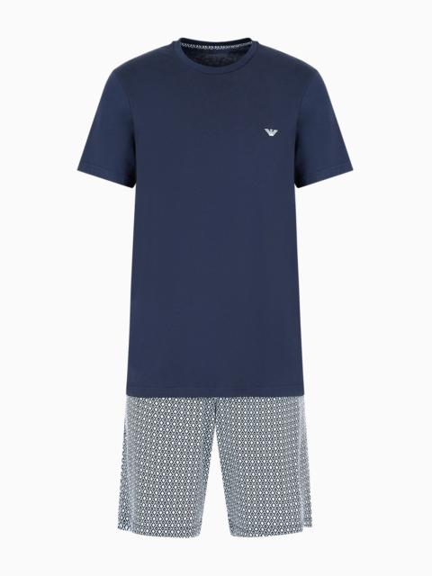 EMPORIO ARMANI MIXED-PATTERN SHORT PYJAMAS