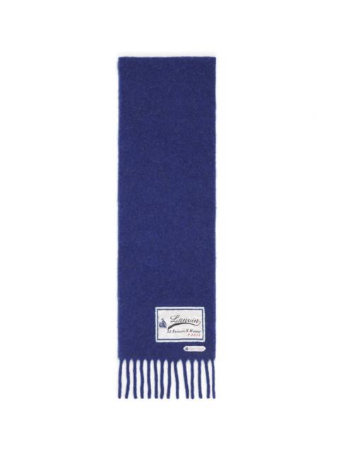 Lanvin Lanvin Fringed Wool Scarf With 22 Faubourg Label in Blue at Nordstrom