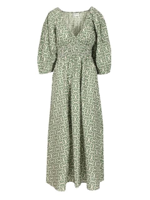 MATTEAU Shirred Plunge Button Dress Dresses Green