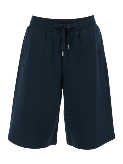 Dolce & Gabbana Dolce & Gabbana Men Blue Bermuda Shorts With Elasticated Waist And Logo On The Back In Cotton Man