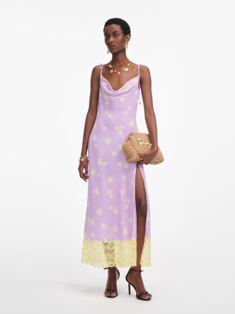 self-portrait Lilac Floral Chiffon Midi Dress