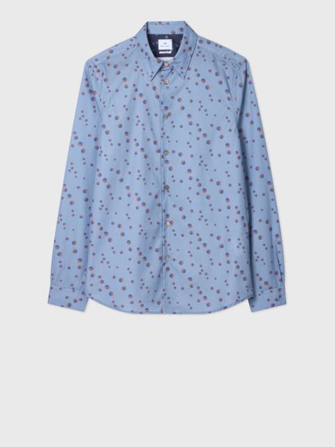 Paul Smith Tailored-Fit Light Blue 'Dice' Print Shirt