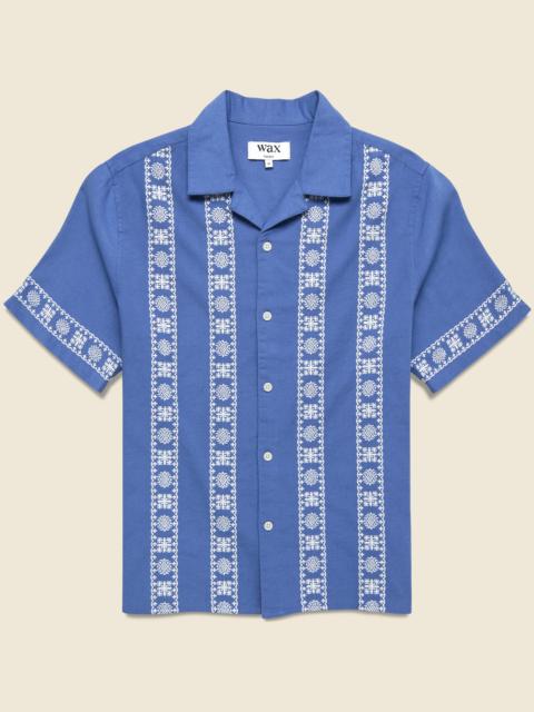 Wax London Placement Border Didcot Shirt - Blue/Ecru