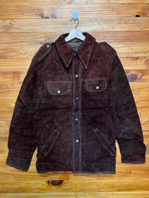 Other Designers Vintage - 🔥STEALS🔥VINTAGE 70s SUEDE LEATHER JACKET RETRO COLLAR
