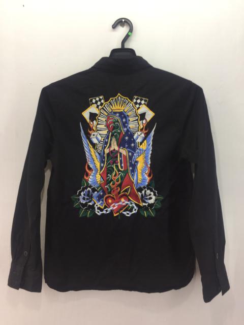 Other Designers Designer - BLACK FLAME X LIL HEART EMBROIDERY DESIGNER SHIRT