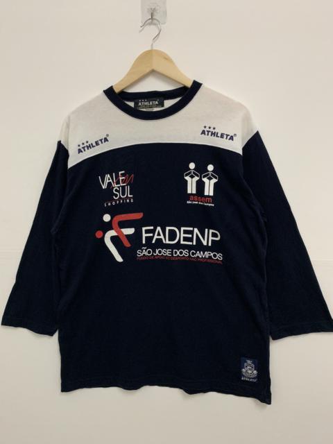 Other Designers Vintage - Vintage Athleta Long Sleeve Shirt Large White Navy