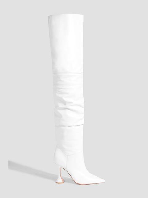 Amina Muaddi Olivia leather thigh boots