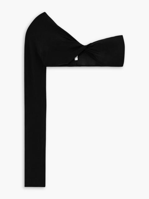 courrèges Cropped one-sleeve twist-front jersey top