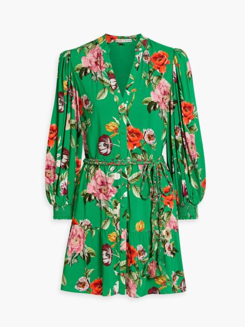 Alice + Olivia Floral-print crepe de chine mini dress