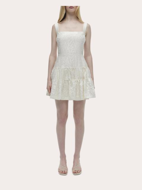 SIMKHAI Laila Frayed Jacquard Tiered Mini Dress