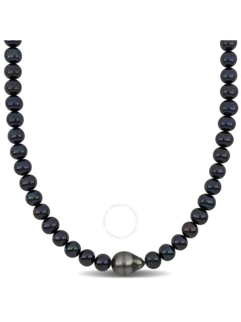 Other Designers AMOUR Men's 8.5-9mm Cultured Freshwater Black Pearl 11.5-12mm Tahitian Baroque Black Pearl Necklace 