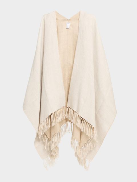 Brunello Cucinelli Linen Platinum Fringed Poncho