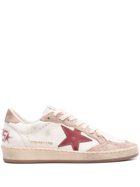 Golden Goose Golden Goose Women Ball Star Distressed Effect Sneakers With Red Leather Star And Pink Suede Heel Ta