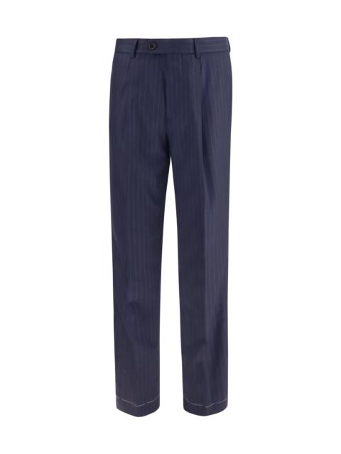 Brunello Cucinelli Brunello Cucinelli Virgin Wool Pinstriped Pants Navy