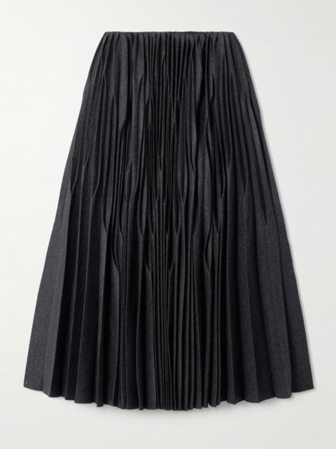 Alaïa Pleated Wool Midi Skirt