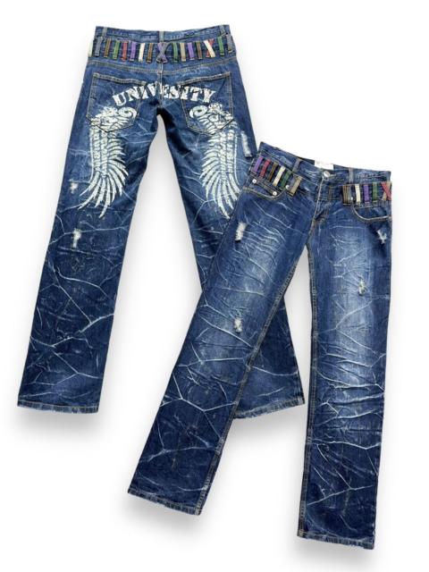 Other Designers If Six Was Nine - NYLAUS Punk Double Waist Brilliant Blue Silver Splash Denim