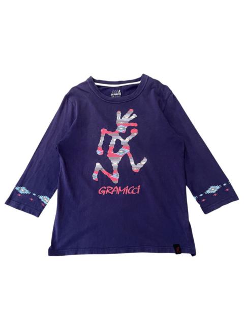 GRAMICCI Gramicci Running Man Shirt Tribal 3/4 Sleeve Navy