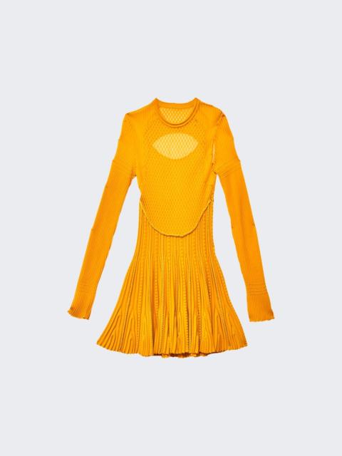 Givenchy Long Sleeve Frills Dress Golden Yellow