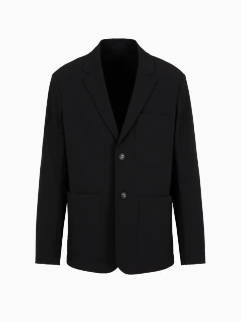 EMPORIO ARMANI Single-breasted jacket in technical seersucker fabric