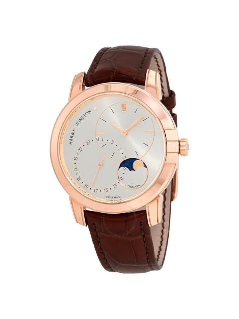 Other Designers Harry Winston Midnight Silver Dial Automatic Men's 18 Carat Rose Gold Watch MIDAMP42RR003