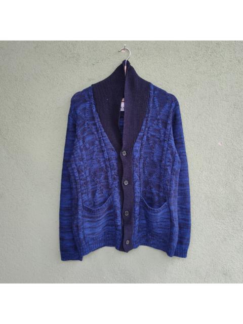 Other Designers Aran Isles Knitwear - Vintage J.N.R.D Blue Colours Cardigan Knitwear