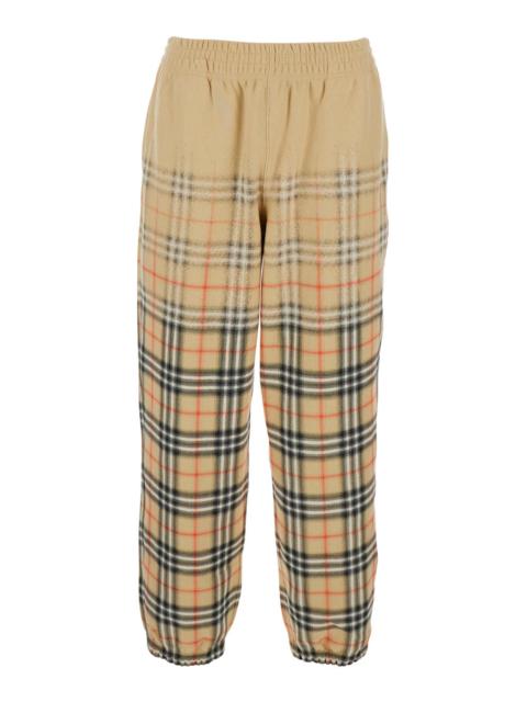 Burberry Burberry Men 'Ronnie' Beige Pants With Elastic Waist And All-Over Check Motif In Cotton Man