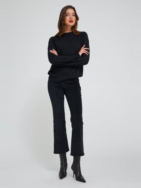 SPRWMN BLACK CORDUROY ANKLE FLARE WITH PRINCESS SEAMS