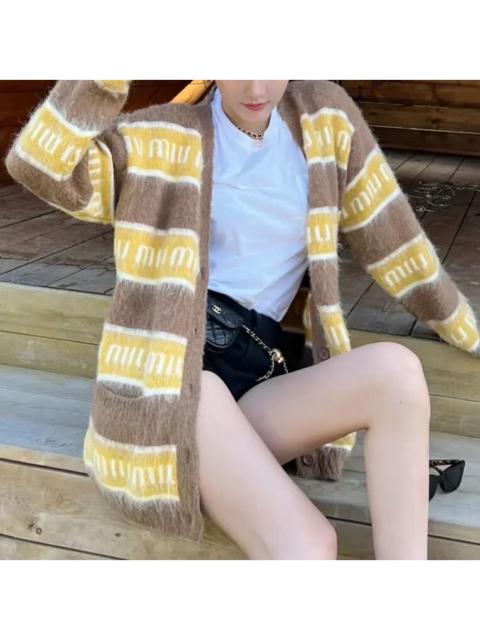 Miu Miu Miu Miu color-block mohair knit cardigan jacket