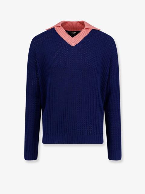 FENDI Fendi Men Cotton Sweater With Contrasting Collar