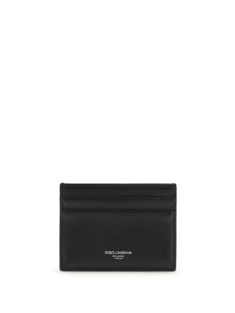 Dolce & Gabbana Dolce & Gabbana Calfskin Plongé Cardholder With Woven Detail