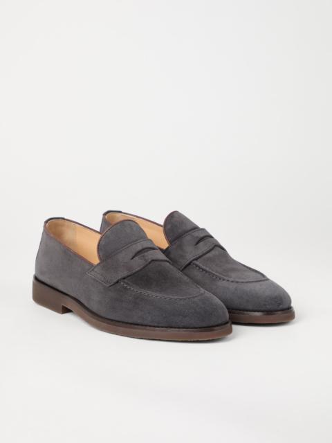 Brunello Cucinelli Washed suede penny loafers