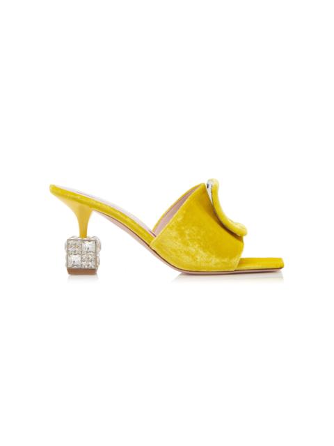 Roger Vivier Cube Velvet Mules yellow