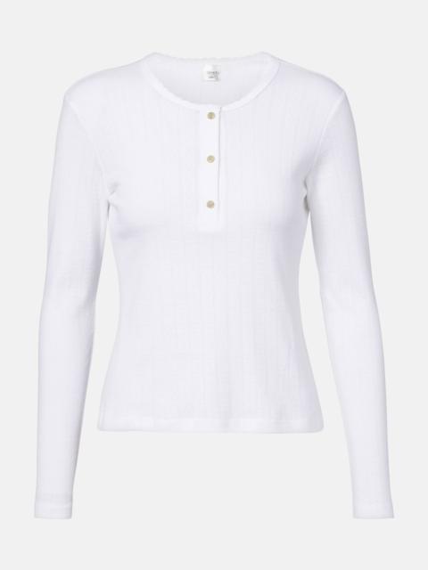 LESET Pointelle cotton Henley shirt
