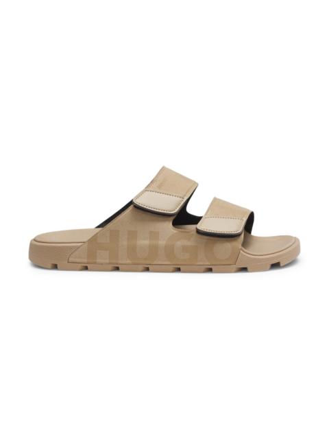 HUGO FAUX-SUEDE SLIDES WITH LOGO DETAILING