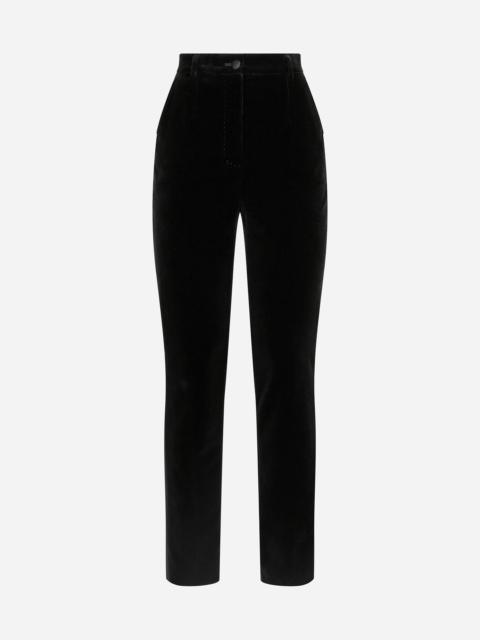 Tailored velvet tuxedo pants