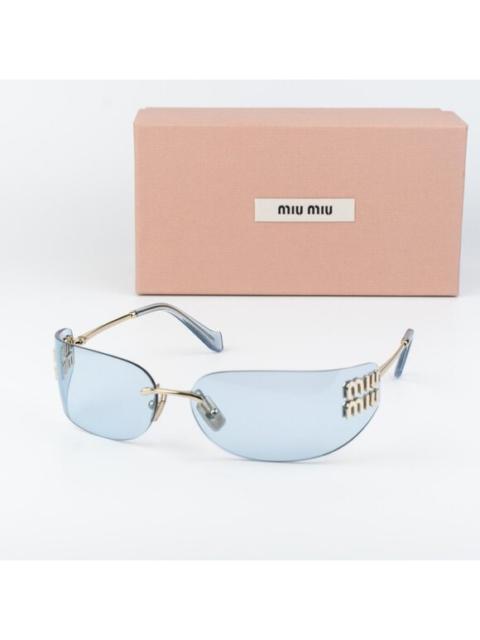 Miu Miu Miu Miu Women Sunglasses Gold Blue Rectangle Rimless MUA51S ZVN10P NEW AUTHENTIC