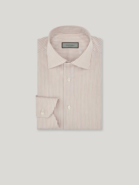 Canali REGULAR FIT SHIRT IN WHITE AND BEIGE COTTON