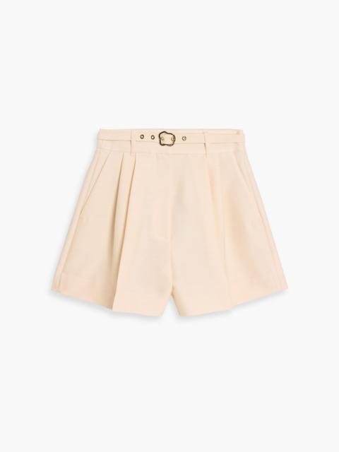 Zimmermann Belted wool and silk-blend shorts