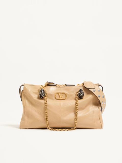 Valentino VALENTINO GARAVANI PANTHEA SHOULDER BAG IN NAPPA LEATHER WITH CHEVRON PATTERN