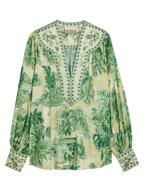 ALÉMAIS Alemais Sara Printed Cotton and Silk-blend Blouse