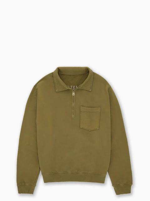 FORTELA FORTELA YALE FLEECE JERSEY QUARTER ZIP SWEATSHIRT KHAKI